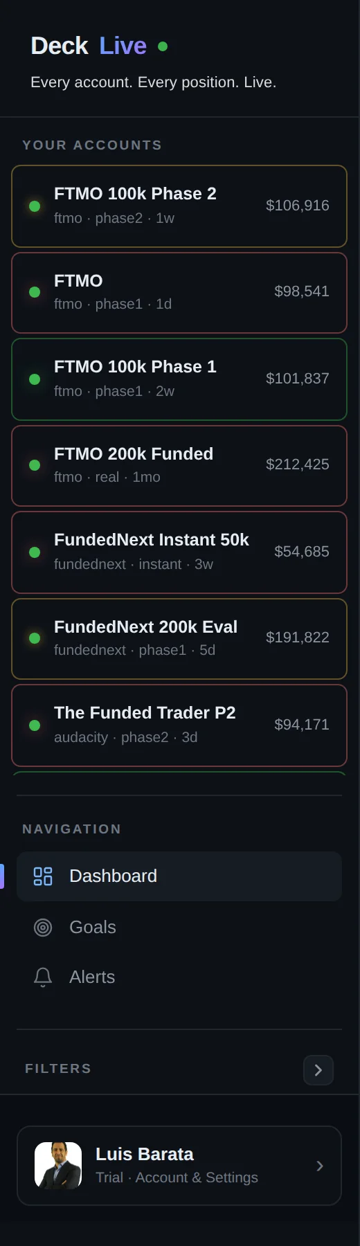 DeckLive dashboard